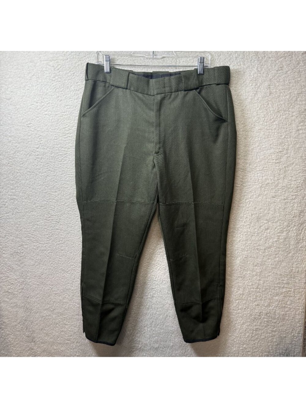 Vintage Olive Green Military Pants 36x27 Reinforced Knees Tapered 60's 70's